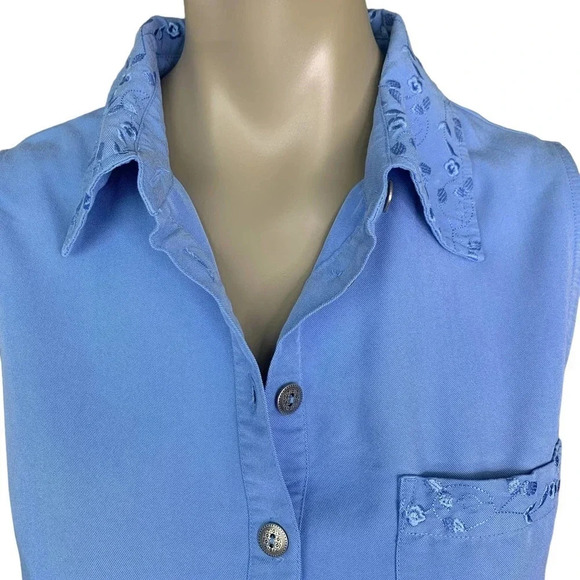 HSZ Studio Vintage 90s Sleeveless Embroidered Maxi Dress Women Size L Baby Blue - Picture 8 of 16